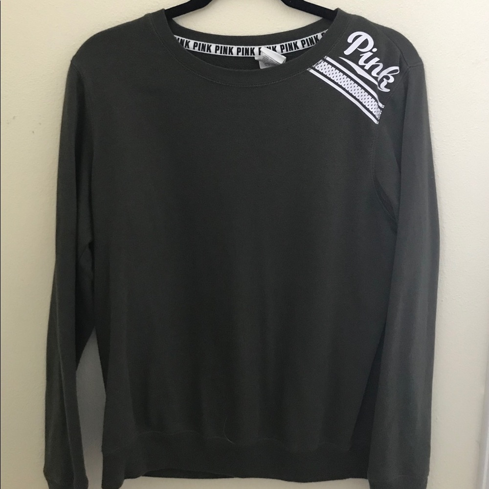 PINK Army Green Crew Neck